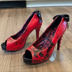 Iron Fist red skull platform heels